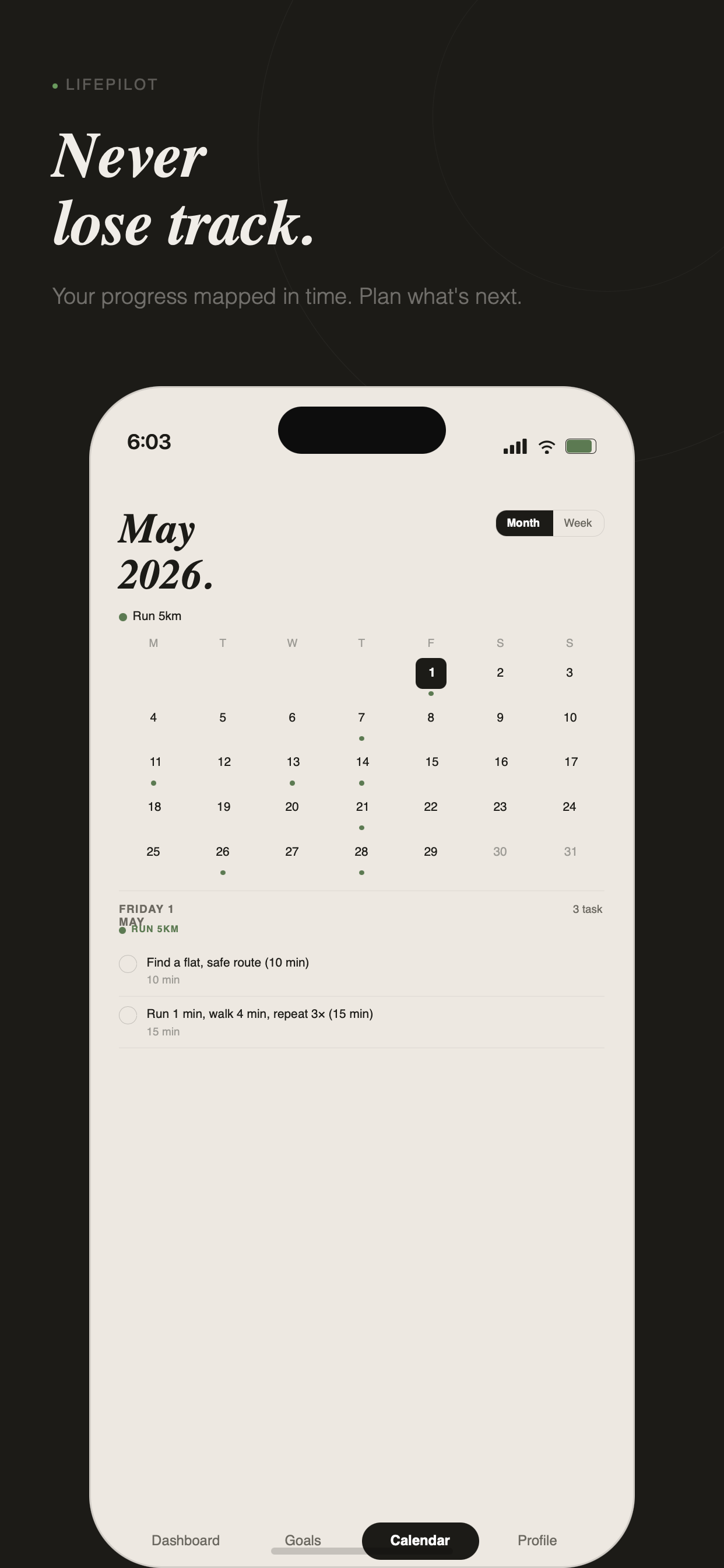 LifePilot calendar screenshot